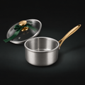 Forneau titanium saucepan with glass lid and satin green ribbon