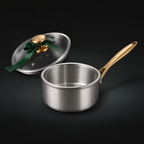 Forneau titanium saucepan with glass lid and satin green ribbon