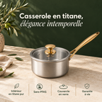 Forneau titanium saucepan: pure titanium interior, PFAS-free, glass lid, lifetime warranty
