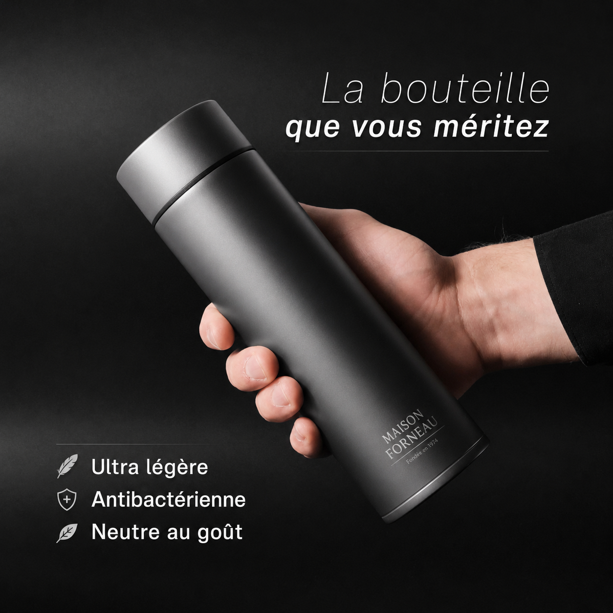 Gourde en Titane Pur Forneau® 500 ml — Sans BPA, Sans Plastique