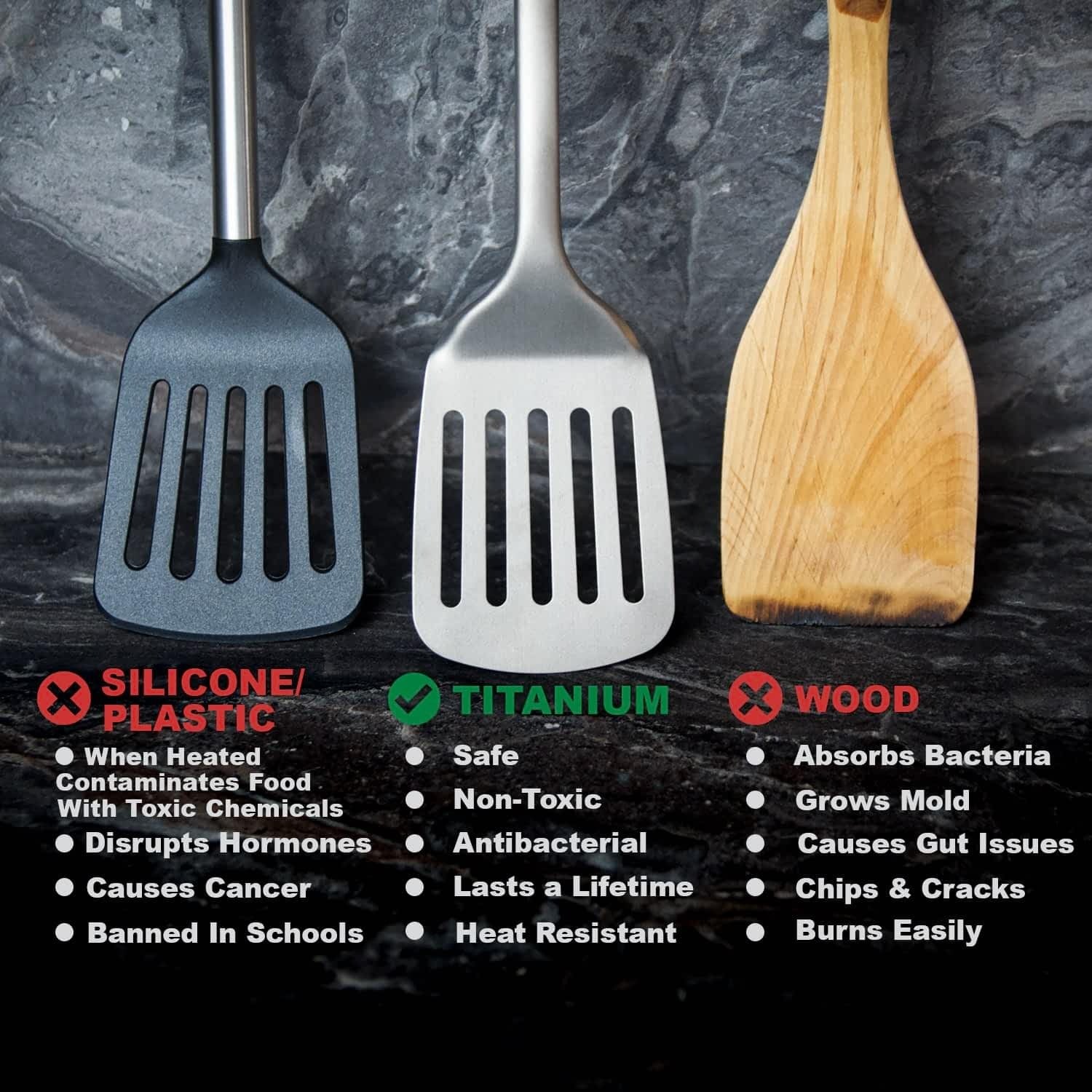 Set d'Ustensiles en Titane Pur Forneau® — 4 Pièces, Sans Plastique