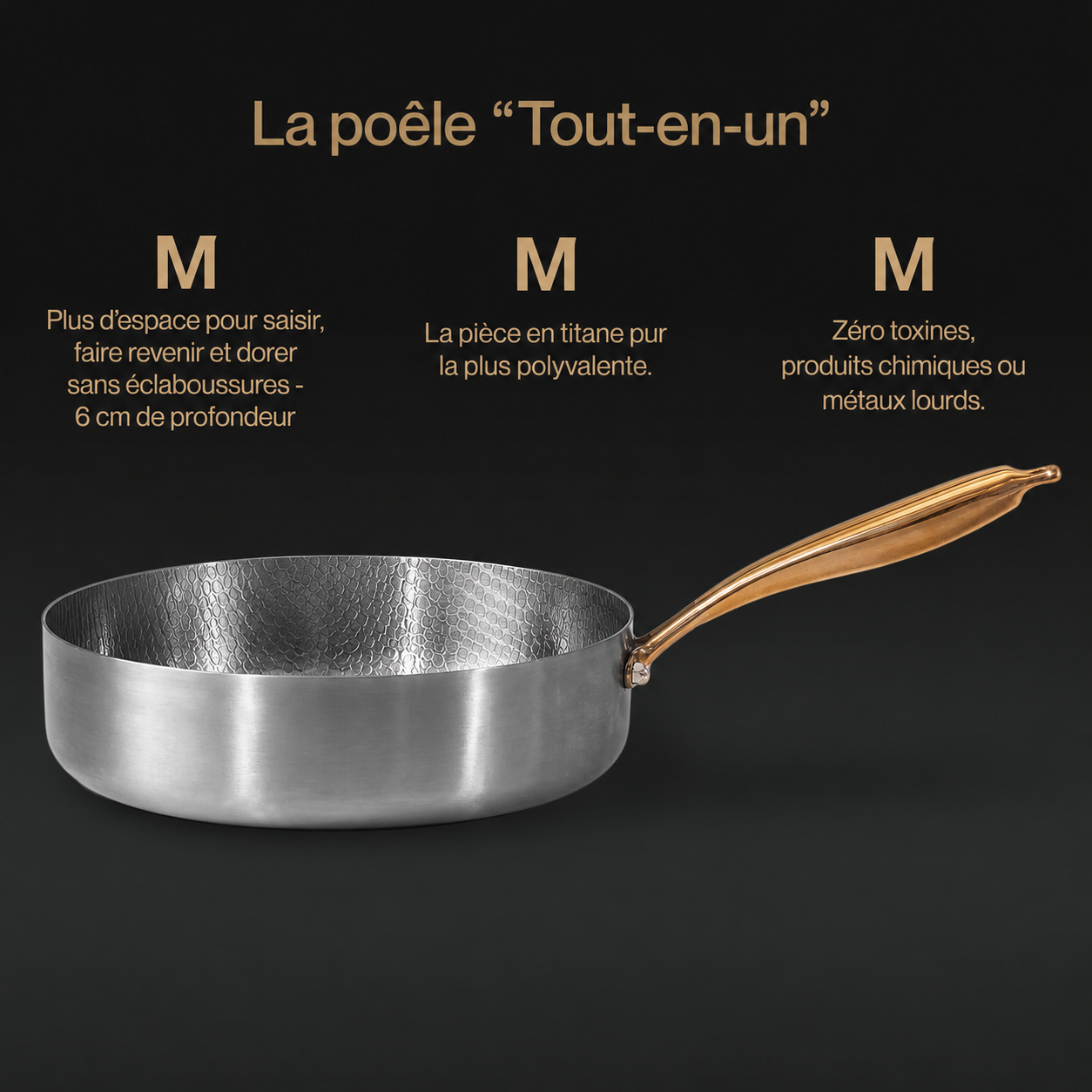 Sauteuse en Titane Pur Forneau® — Sans PFAS, Compatible Induction